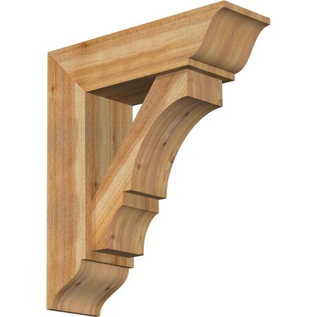 Ekena Millwork Balboa Traditional Rough Sawn Bracket w/ Offset Brace, Western Red Cedar, 8"W x 26"D x 30"H BKT0806X26X30BOA01RWR